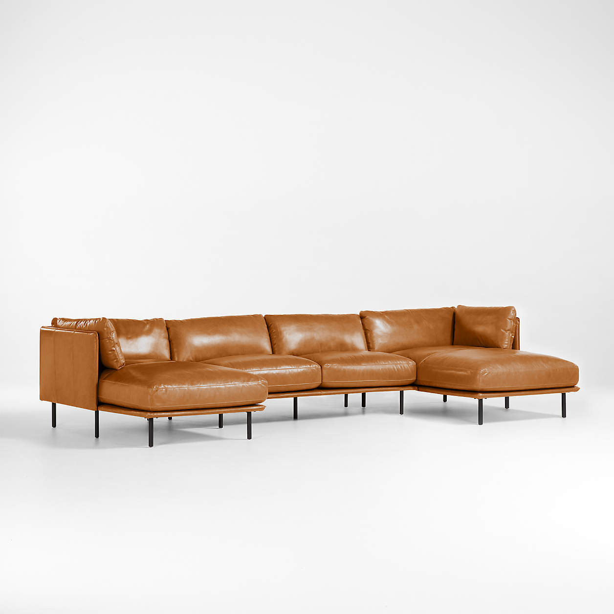 Wells Leather 3Piece UShaped Sectional Sofa Crate & Barrel Canada