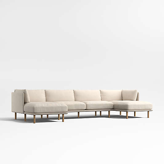 Wells 3-Piece U-Shaped Sectional Sofa with Double Chaise Lounge