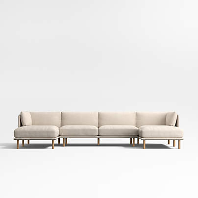 Wells 3-Piece U-Shaped Sectional Sofa with Double Chaise Lounge