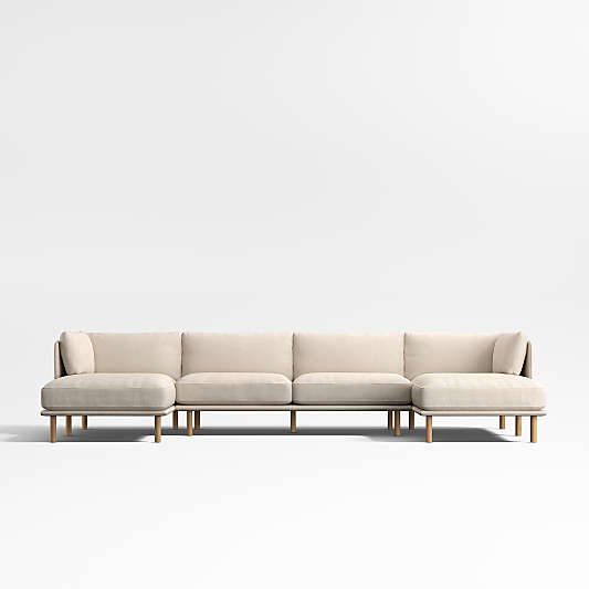 Wells 3-Piece U-Shaped Sectional Sofa with Double Chaise Lounge