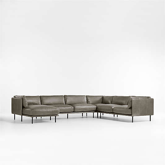 Wells Leather 4-Piece U-Shaped Sectional Sofa