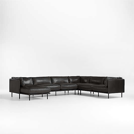 Wells Leather 4-Piece U-Shaped Sectional Sofa