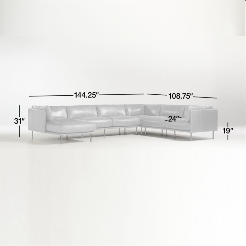 Wells Cayenne Leather 4-Piece U-Shaped Sectional Sofa