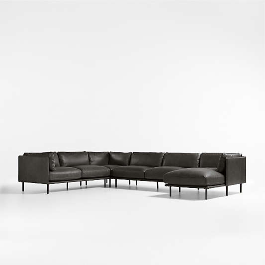 Wells Leather 4-Piece U-Shaped Sectional Sofa