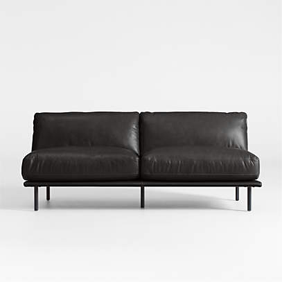 Wells Leather Armless Sofa Crate Barrel, Classic Leather Library Sectional