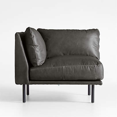 Black leather new arrivals corner chair