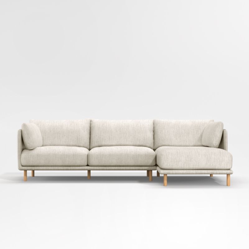Wells 2-Piece Chaise Sectional Sofa with Natural Leg Finish