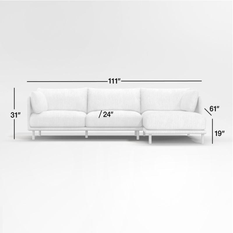 Wells 2-Piece Chaise Sectional Sofa with Natural Leg Finish