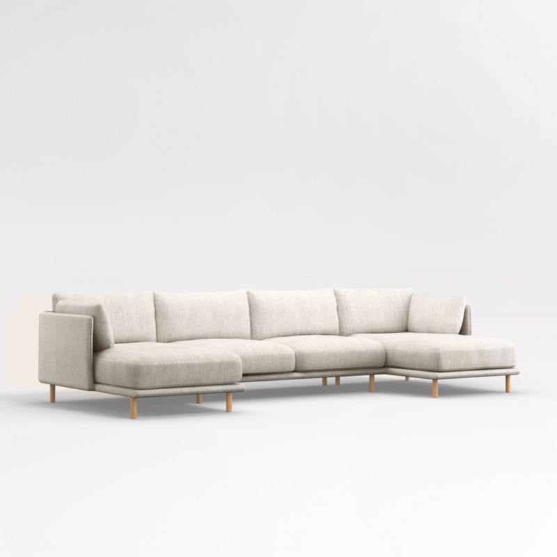 Wells -Piece U-Shaped Sectional Sofa with Natural Leg Finish