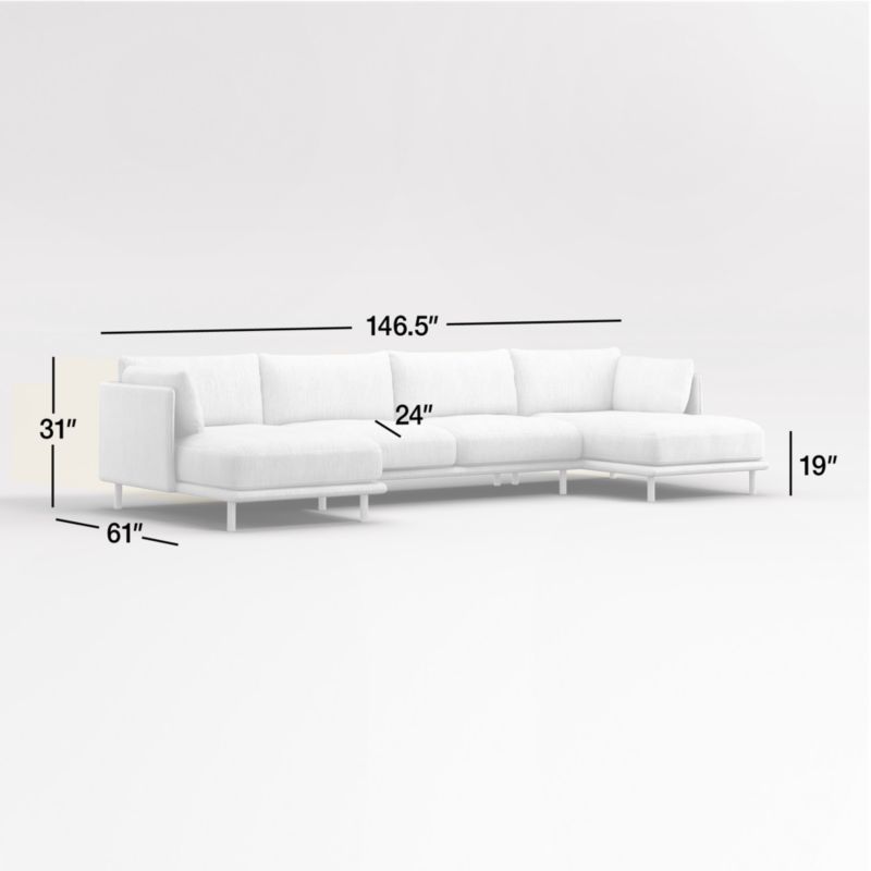 Wells -Piece U-Shaped Sectional Sofa with Natural Leg Finish