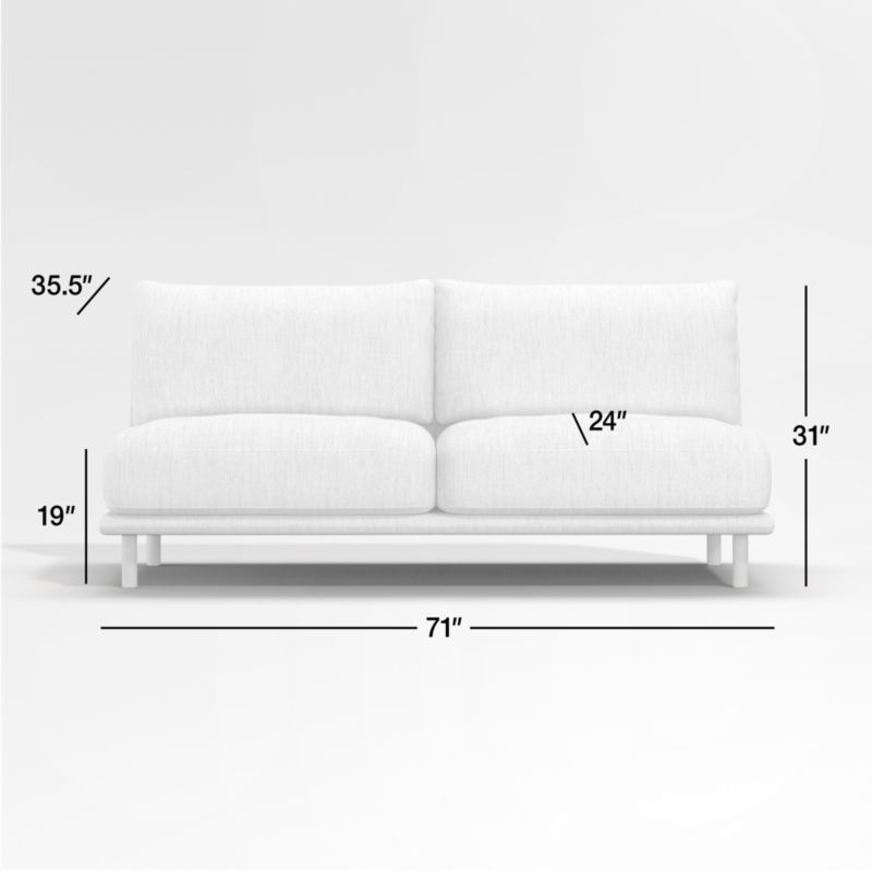 Wells Armless Sofa with Natural Leg Finish