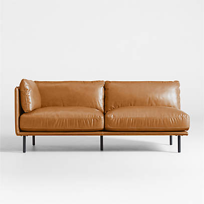 Wells Left Arm Leather Sofa Crate, Low Arm Leather Sofa