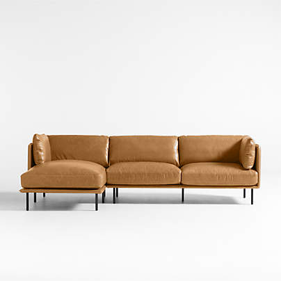 Wells 2-Piece Leather Sectional Sofa with Chaise Lounge