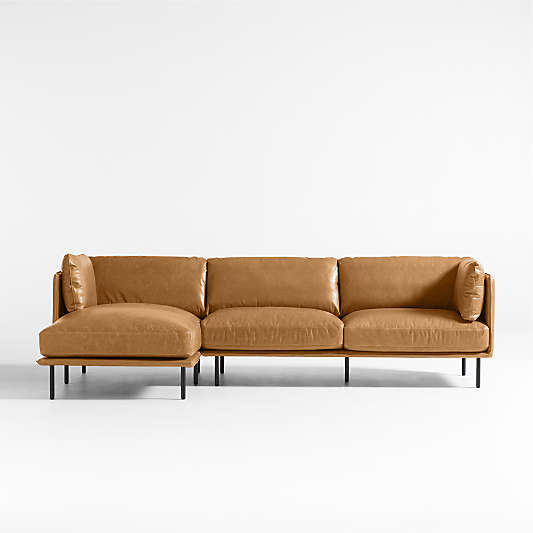 Wells 2-Piece Leather Sectional Sofa with Chaise Lounge
