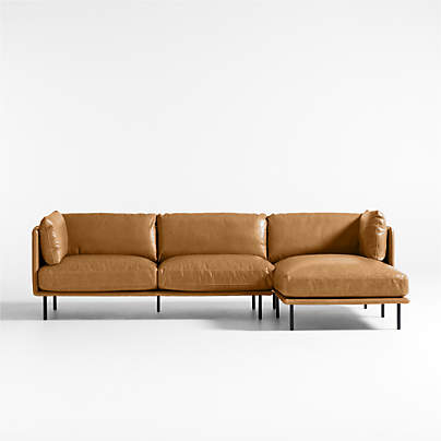 Wells 2-Piece Leather Sectional Sofa with Chaise Lounge
