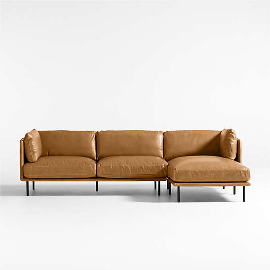 Wells 2-Piece Leather Sectional Sofa with Chaise Lounge