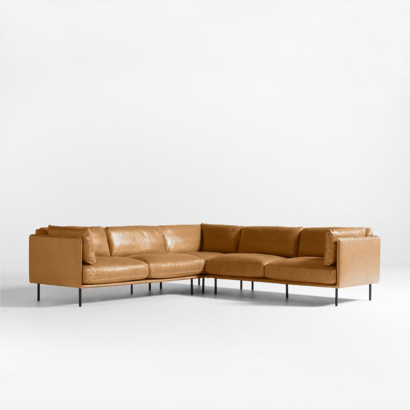 Wells Leather 3-Piece L-Shaped Sectional Sofa - image 0 of 10