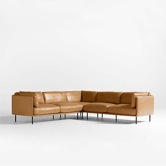 Wells Leather 3-Piece L-Shaped Sectional Sofa