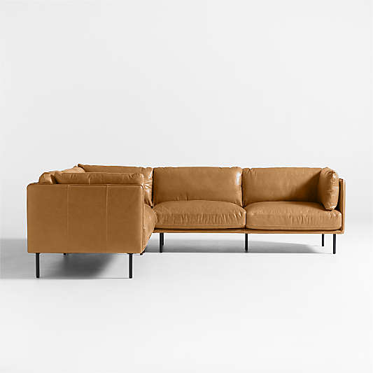 Wells Leather 3-Piece L-Shaped Sectional Sofa