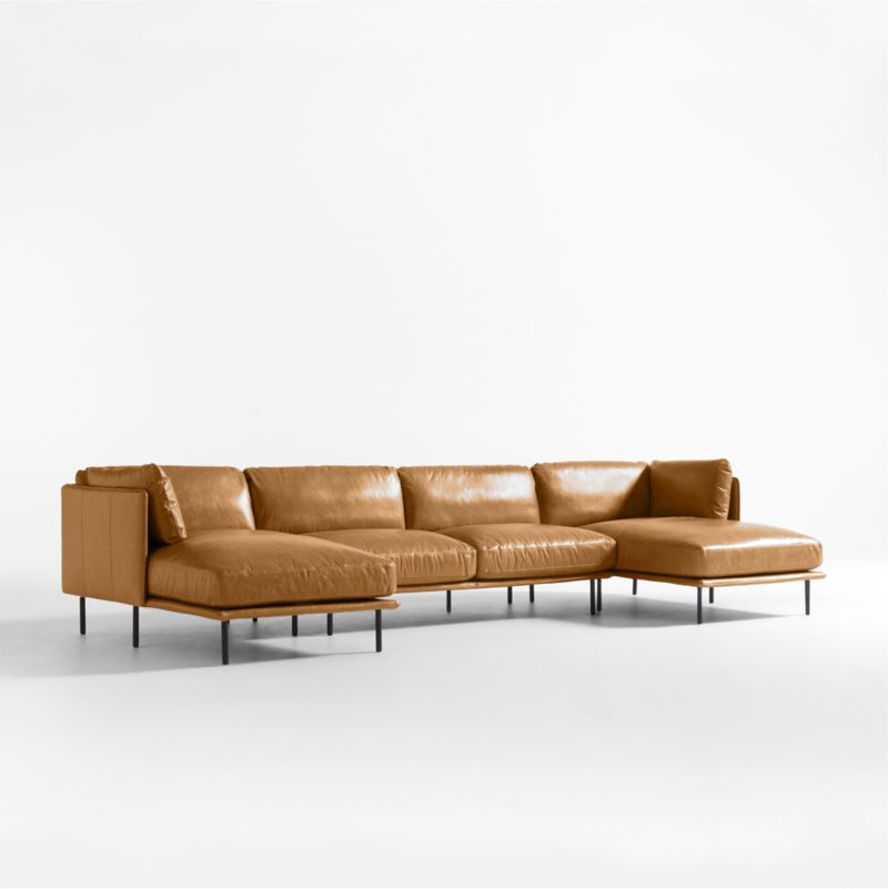 Wells Leather 3-Piece Double-Chaise Sectional Sofa - image 7 of 9