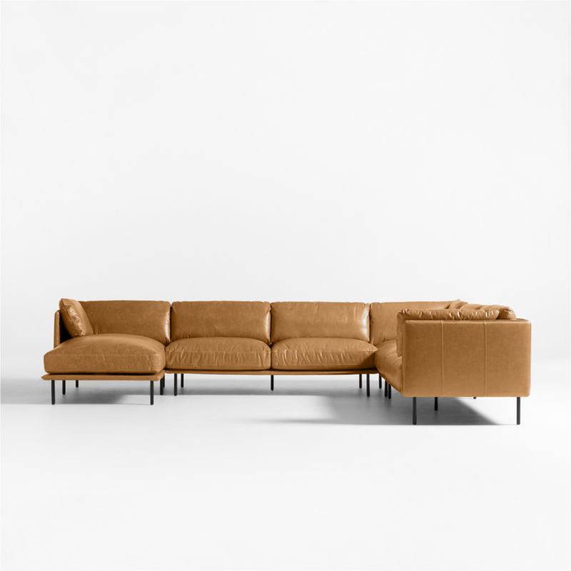 Wells Leather 4-Piece Corner Sectional Sofa with Chaise Lounge - image 7 of 10