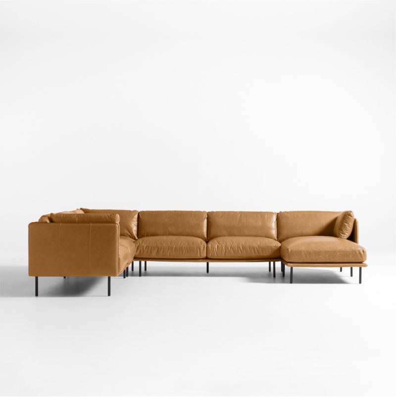 Wells Leather 4-Piece Corner Sectional Sofa with Chaise Lounge - image 7 of 10