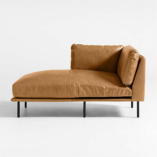 Wells Leather Left-Arm Chaise Lounge Sectional Piece