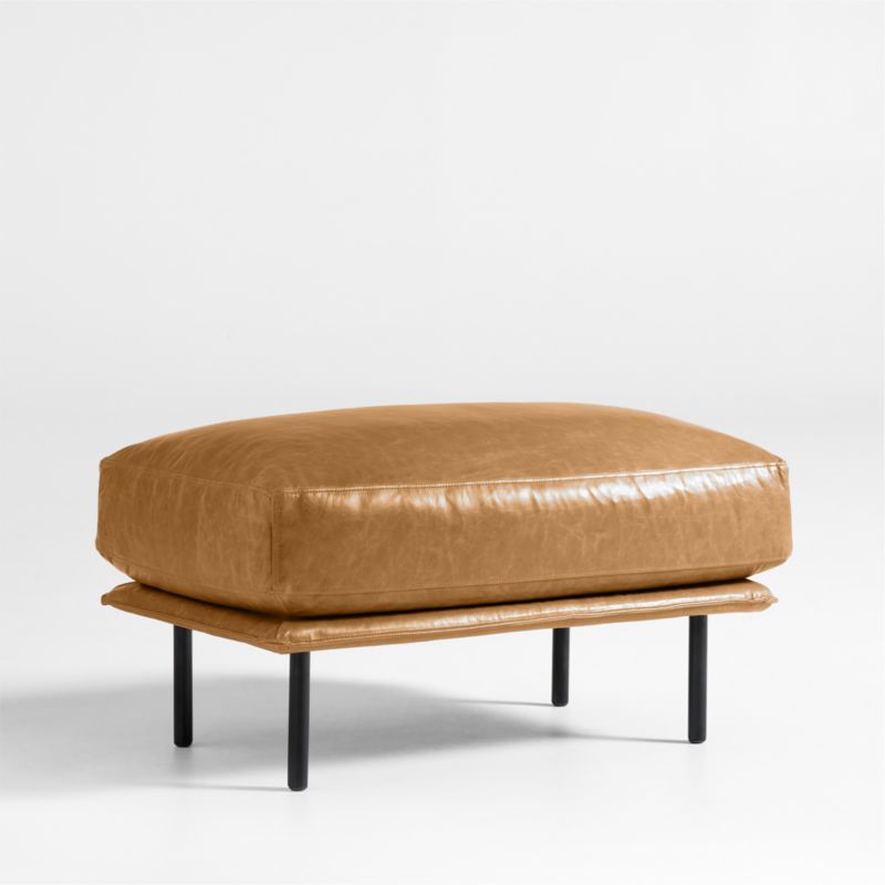 Wells Leather Ottoman - image 3 of 4