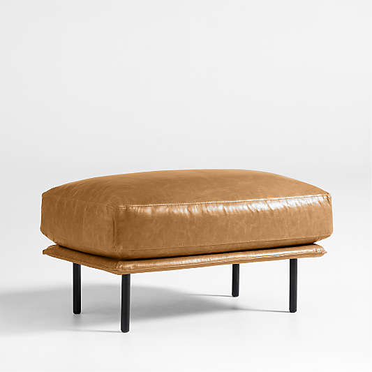 Wells 32" Leather Ottoman