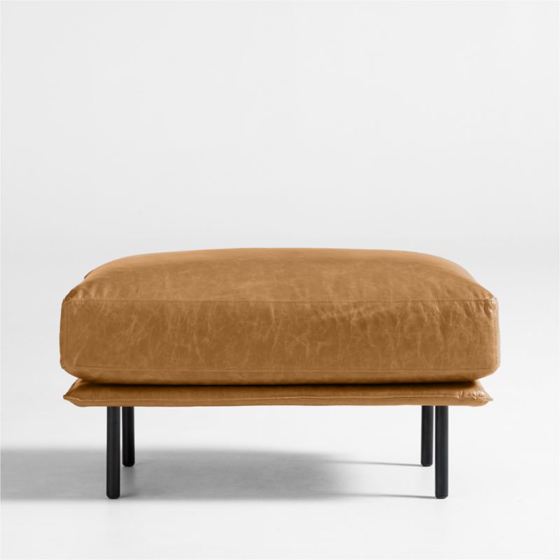 Wells Leather Ottoman - image 0 of 4