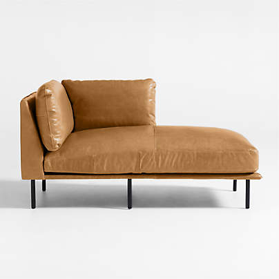 Wells Leather Right-Arm Chaise Lounge Sectional Piece