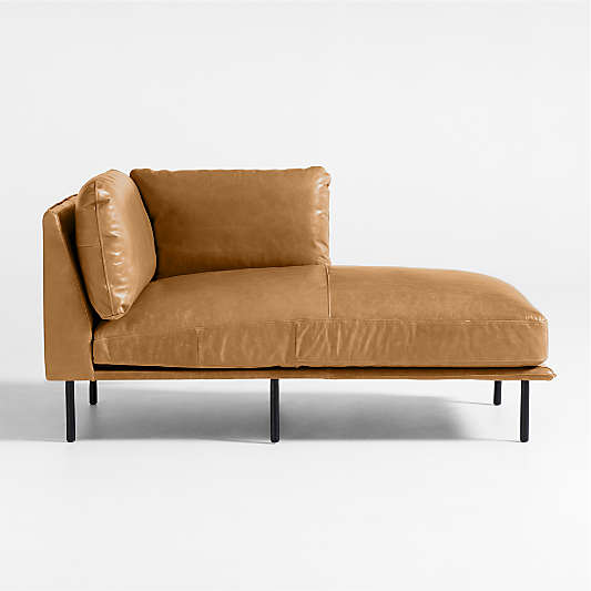 Wells Leather Right-Arm Chaise Lounge Sectional Piece