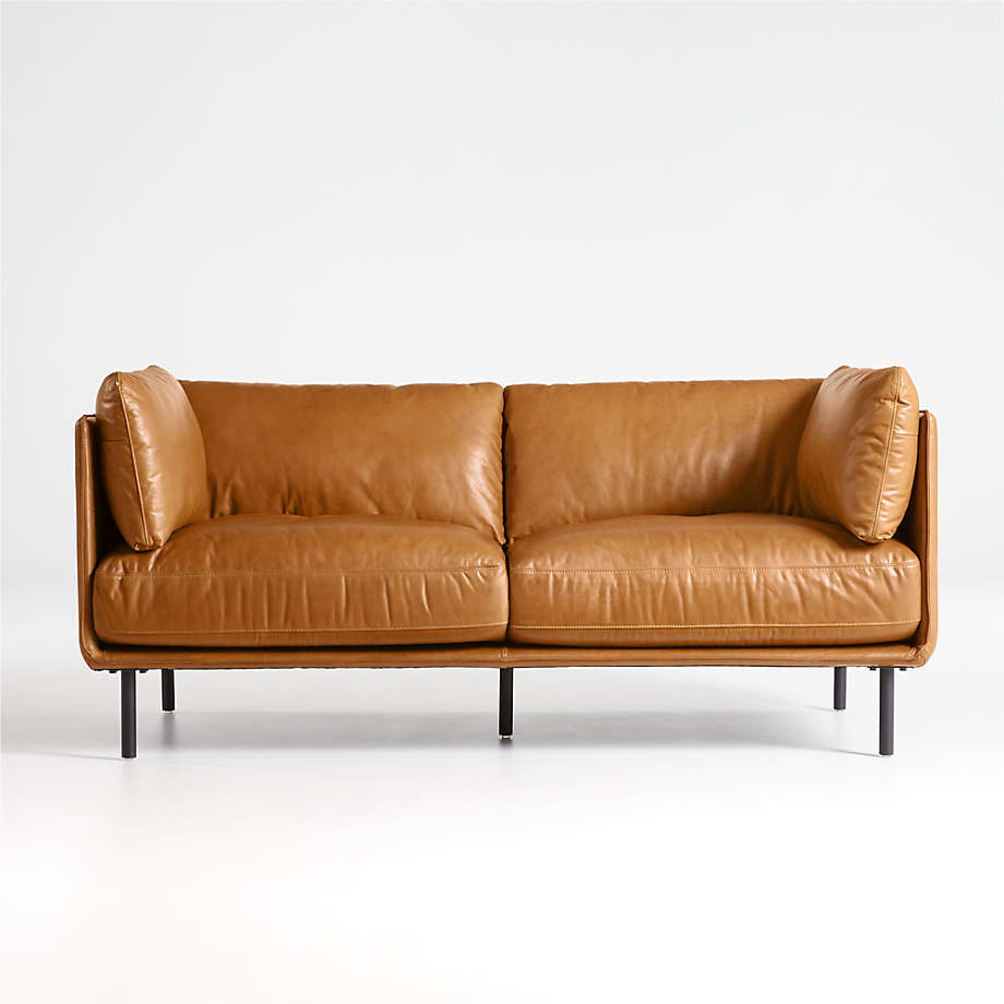 Wells Leather Apartment Sofa + Reviews | Crate & Barrel