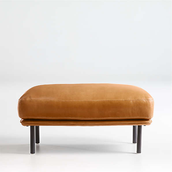 Ottomans Poufs Benches Crate And, Small Leather Ottomans