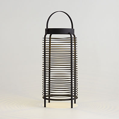 View Wells Large Black Metal LED Solar Outdoor Lantern 17" details