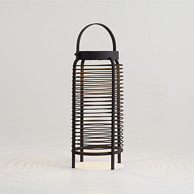 View Wells Medium Black Metal LED Solar Outdoor Lantern 13" details