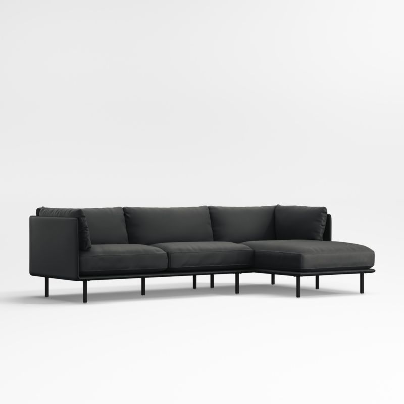 Wells Vegan Silicone Leather 2-Piece Chaise Sectional Sofa