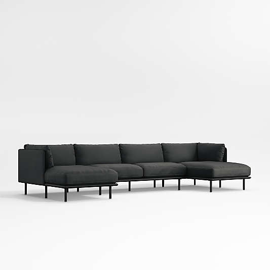 Wells Renew Vegan Leather 3-Piece U-Shaped Sectional Sofa