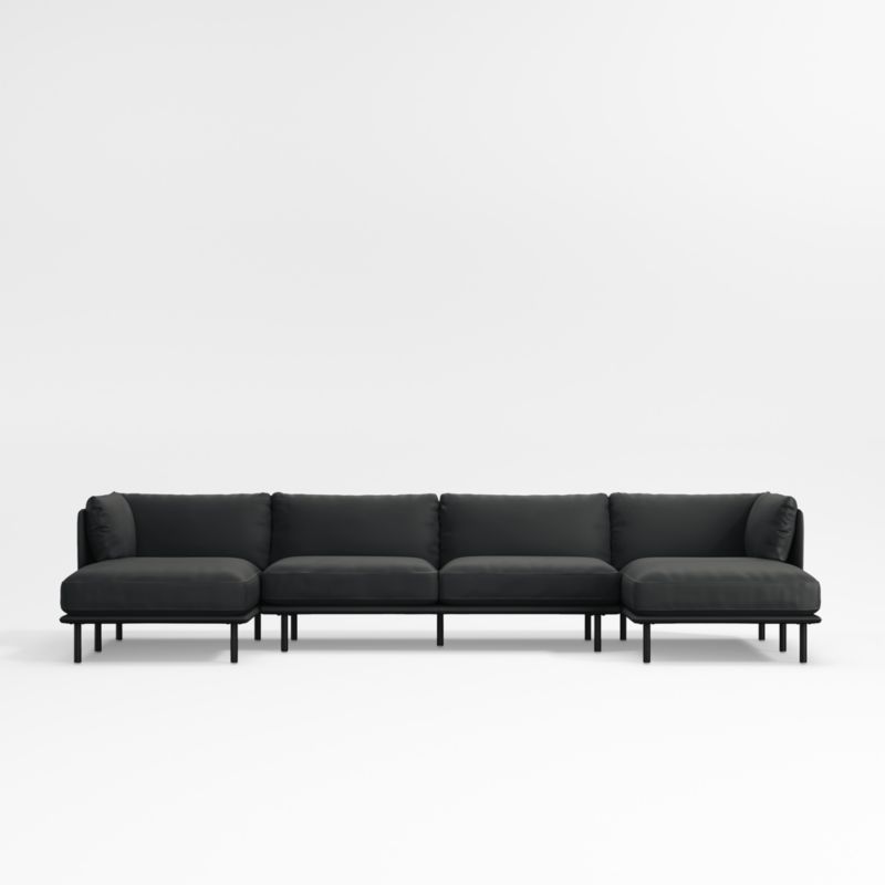 Wells Renew Vegan Leather 3-Piece U-Shaped Sectional Sofa