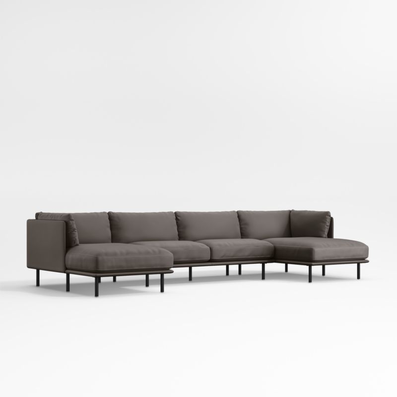 Wells Renew Vegan Leather 3-Piece U-Shaped Sectional Sofa