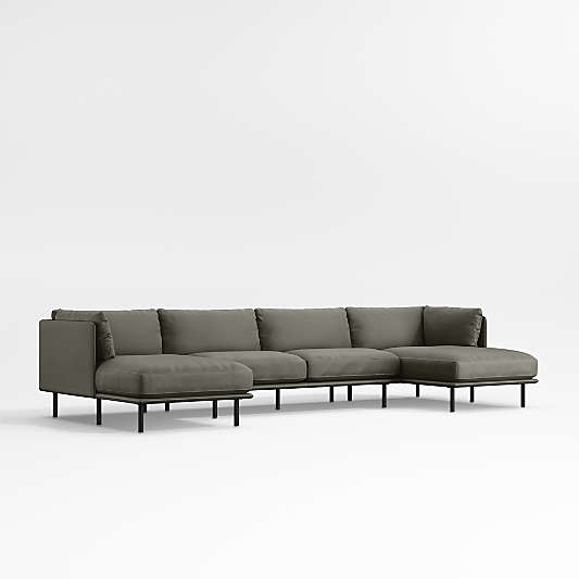 Wells Renew Vegan Leather 3-Piece U-Shaped Sectional Sofa