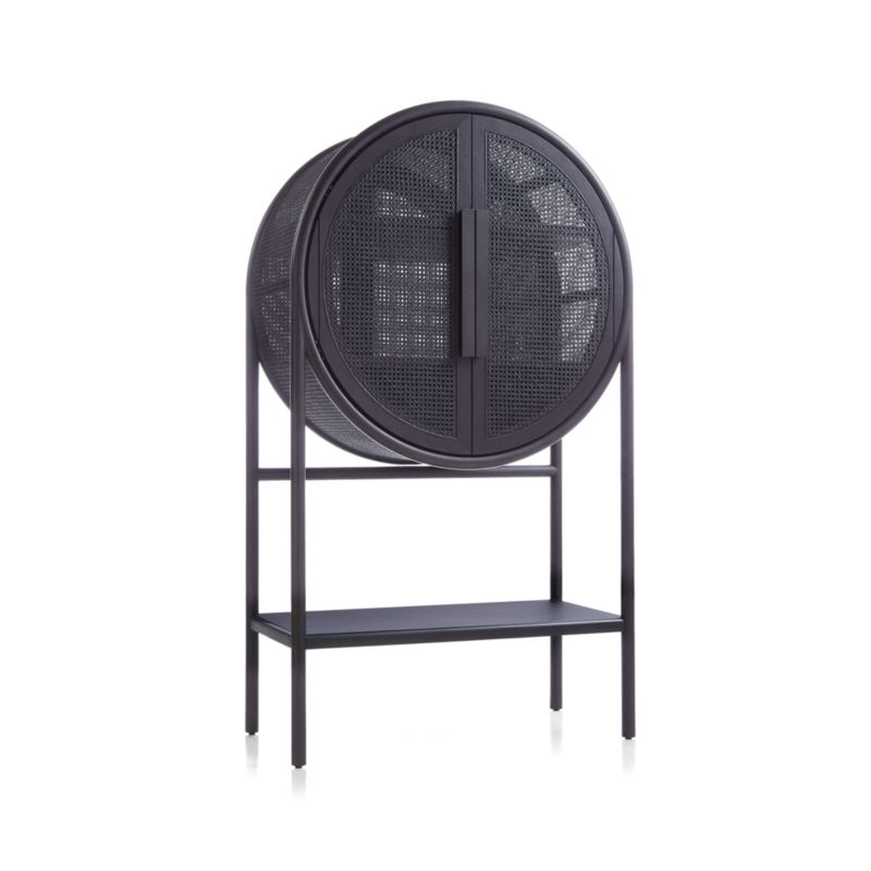 West Charcoal Brown Cane Bar Cabinet - image 8 of 15