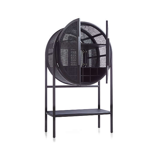 West 40" Charcoal Brown Cane Bar Cabinet