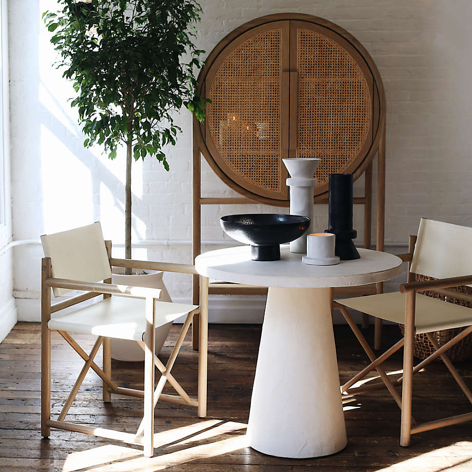 willy white plaster pedestal bistro table