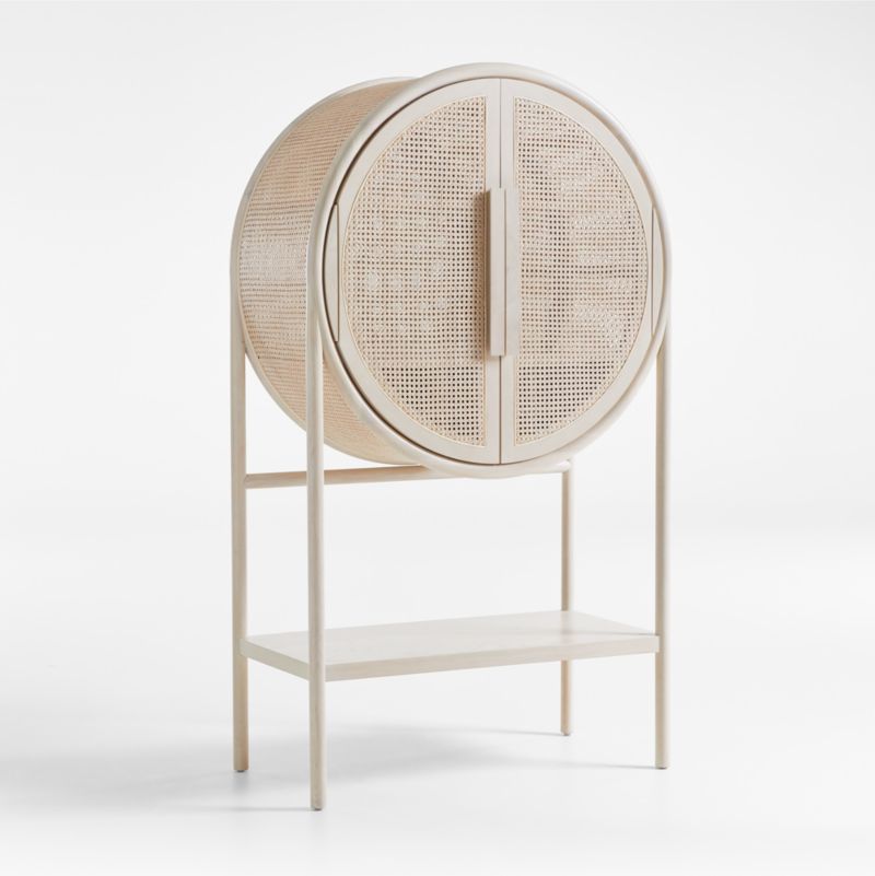 West Whitewash Cane Bar Cabinet by Leanne Ford