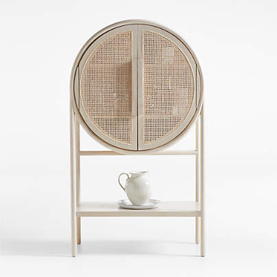 West Whitewash Cane Bar Cabinet by Leanne Ford