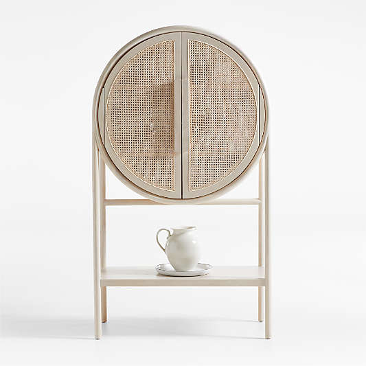 West Whitewash Cane Bar Cabinet by Leanne Ford