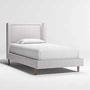 Waveland Ivory and Natural Stripe Upholstered Kids Twin Bed