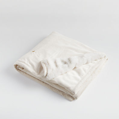View Weynn Reversible Cream Faux Fur Baby Stroller Blanket details