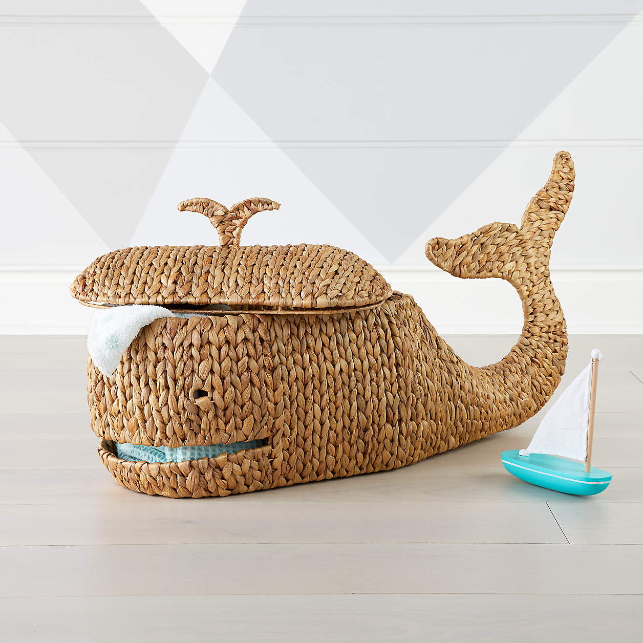Whale Woven Floor Storage Basket